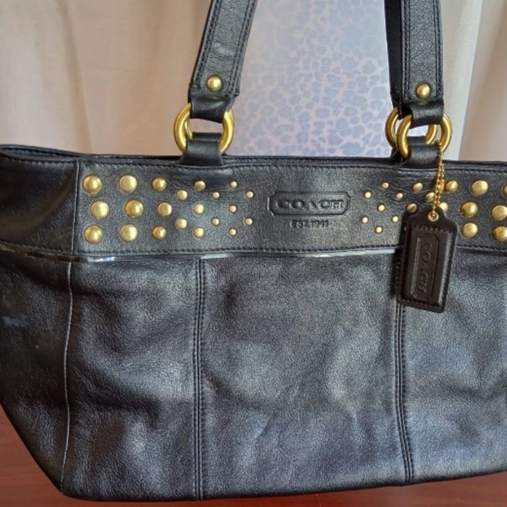 Coach Black Leather Tote Bag